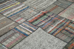 Kırk Yama Gri Patchwork Pamuk Yün El Dokuma Halısı 330x410 Agacan