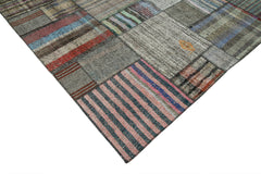 Kırk Yama Gri Patchwork Pamuk Yün El Dokuma Halısı 328x416 Agacan