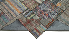 Kırk Yama Gri Patchwork Pamuk Yün El Dokuma Halısı 326x410 Agacan