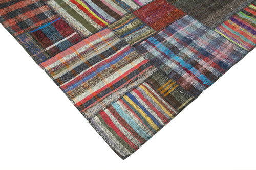 Kırk Yama Gri Patchwork Pamuk Yün El Dokuma Halısı 329x408 Agacan