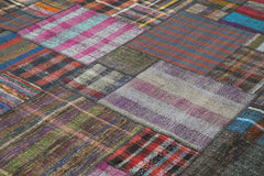 Kırk Yama Gri Patchwork Pamuk Yün El Dokuma Halısı 329x408 Agacan