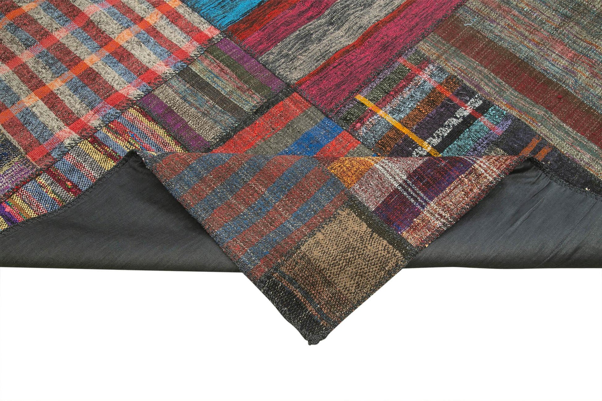 Kırk Yama Gri Patchwork Pamuk Yün El Dokuma Halısı 329x408 Agacan