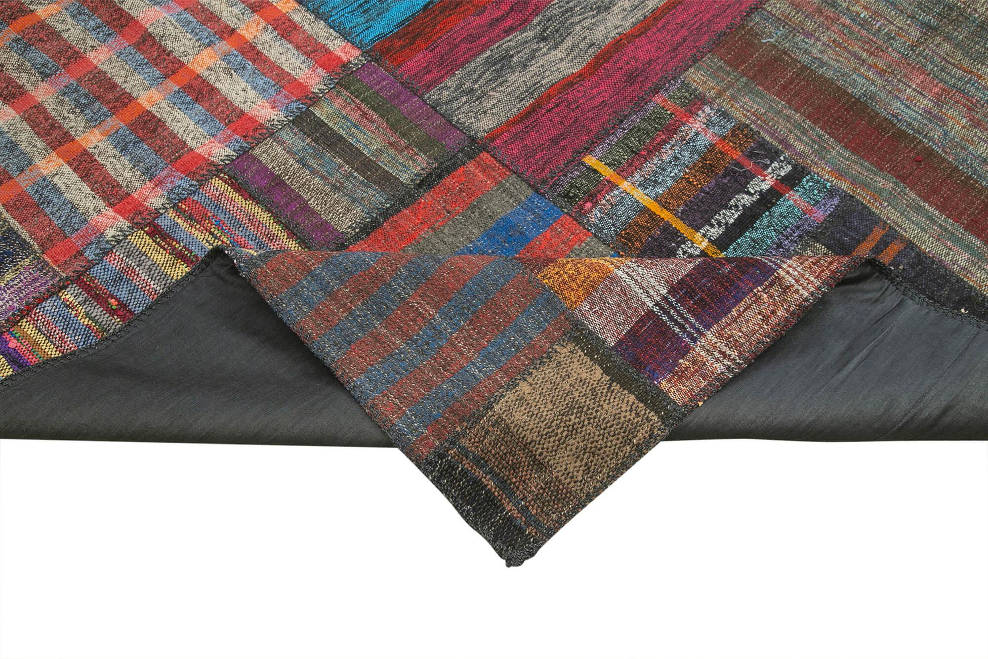 Kırk Yama Gri Patchwork Pamuk Yün El Dokuma Halısı 329x408 Agacan