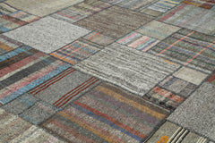Kırk Yama Gri Patchwork Pamuk Yün El Dokuma Halısı 332x412 Agacan