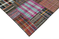 Kırk Yama Gri Patchwork Pamuk Yün El Dokuma Halısı 330x409 Agacan