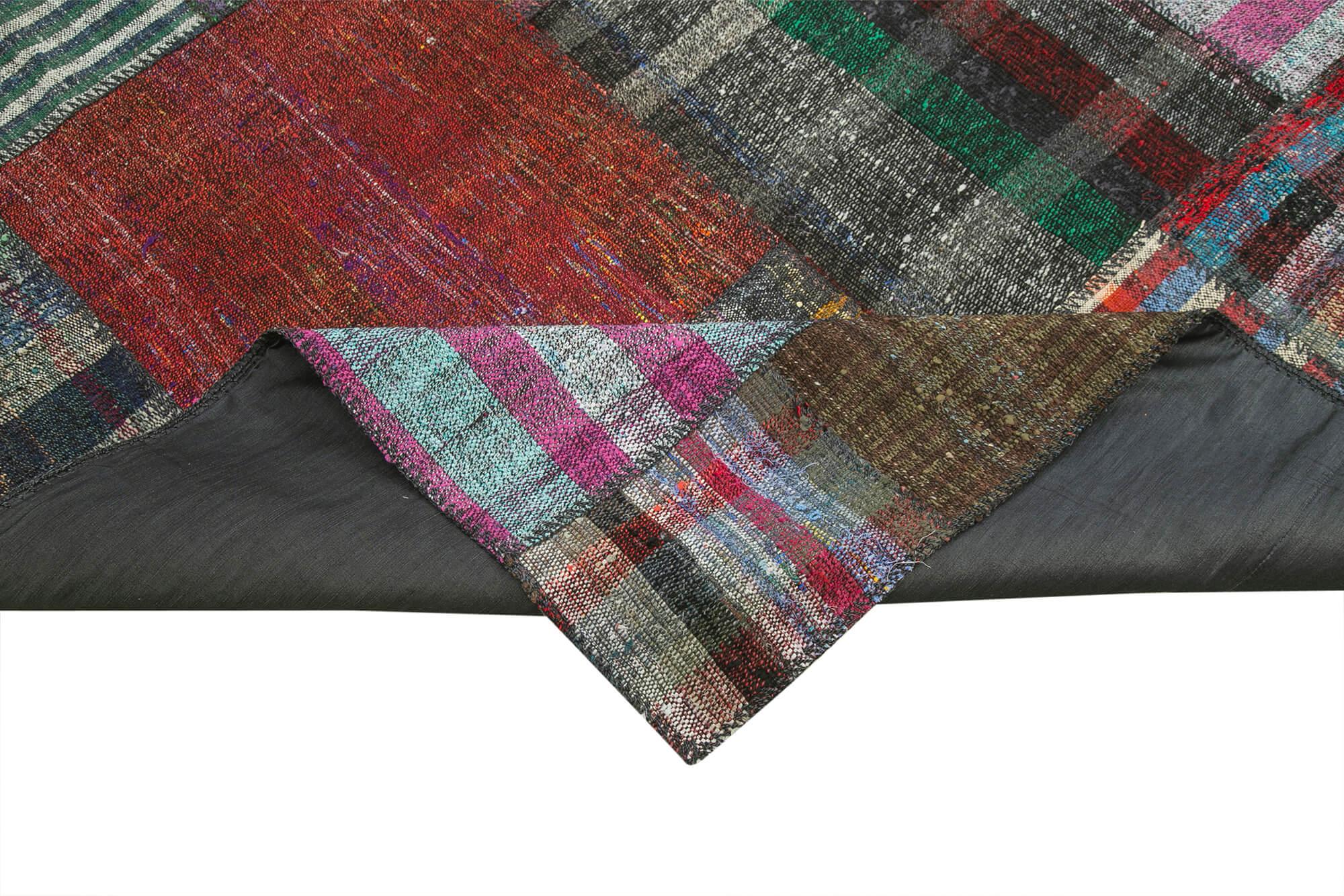 Kırk Yama Gri Patchwork Pamuk Yün El Dokuma Halısı 330x409 Agacan