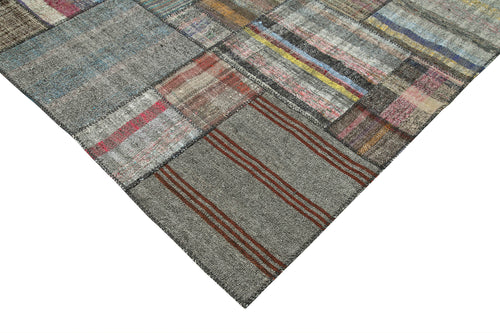 Kırk Yama Gri Patchwork Pamuk Yün El Dokuma Halısı 330x416 Agacan