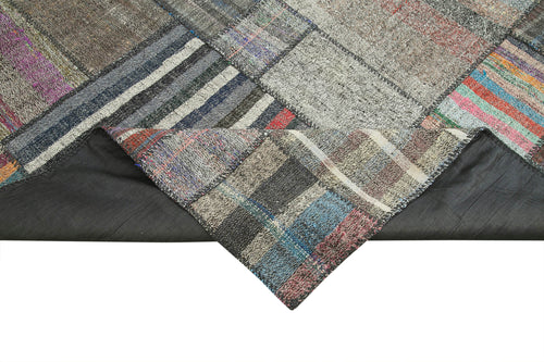 Kırk Yama Gri Patchwork Pamuk Yün El Dokuma Halısı 328x414 Agacan
