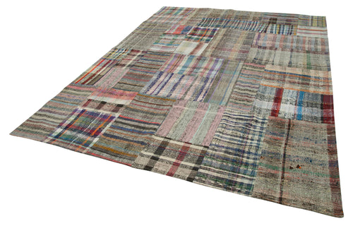 Kırk Yama Gri Patchwork Pamuk Yün El Dokuma Halısı 267x358 Agacan