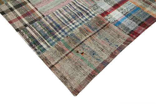 Kırk Yama Gri Patchwork Pamuk Yün El Dokuma Halısı 267x358 Agacan