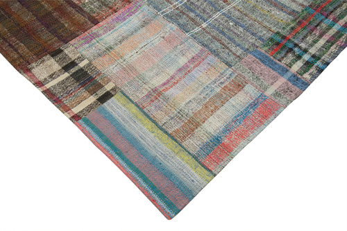 Kırk Yama Gri Patchwork Pamuk Yün El Dokuma Halısı 265x359 Agacan