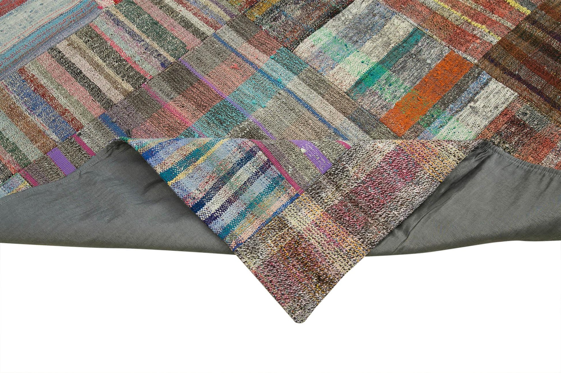 Kırk Yama Gri Patchwork Pamuk Yün El Dokuma Halısı 265x359 Agacan