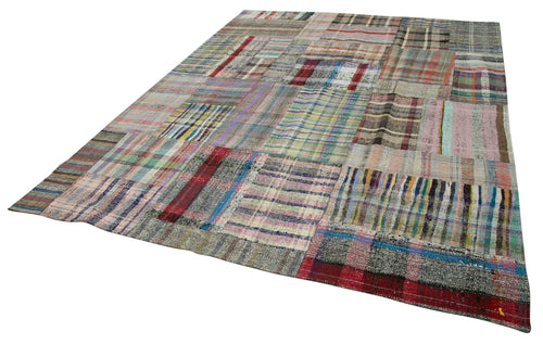 Kırk Yama Gri Patchwork Pamuk Yün El Dokuma Halısı 265x355 Agacan