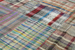 Kırk Yama Gri Patchwork Pamuk Yün El Dokuma Halısı 265x355 Agacan