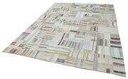 Kırk Yama Bej Patchwork Pamuk Yün El Dokuma Halısı 244x351 Agacan