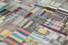 Kırk Yama Gri Patchwork Pamuk Yün El Dokuma Halısı 241x351 Agacan
