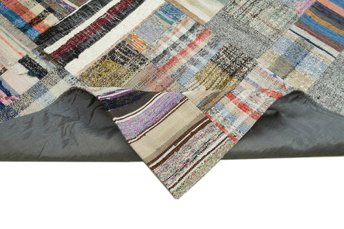 Kırk Yama Gri Patchwork Pamuk Yün El Dokuma Halısı 241x351 Agacan