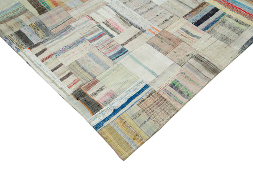 Kırk Yama Gri Patchwork Pamuk Yün El Dokuma Halısı 240x351 Agacan