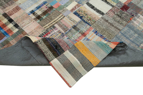Kırk Yama Gri Patchwork Pamuk Yün El Dokuma Halısı 242x350 Agacan