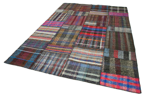 Kırk Yama Gri Patchwork Pamuk Yün El Dokuma Halısı 207x310 Agacan