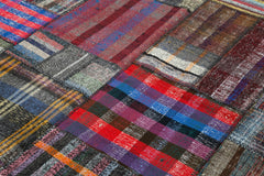 Kırk Yama Gri Patchwork Pamuk Yün El Dokuma Halısı 207x310 Agacan