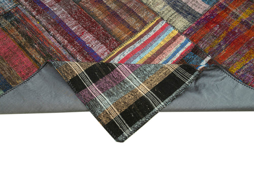 Kırk Yama Gri Patchwork Pamuk Yün El Dokuma Halısı 207x310 Agacan