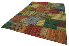 Kırk Yama Gri Patchwork Pamuk Yün El Dokuma Halısı 248x352 Agacan