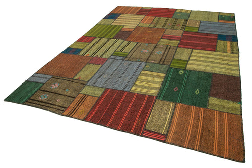 Kırk Yama Gri Patchwork Pamuk Yün El Dokuma Halısı 248x352 Agacan