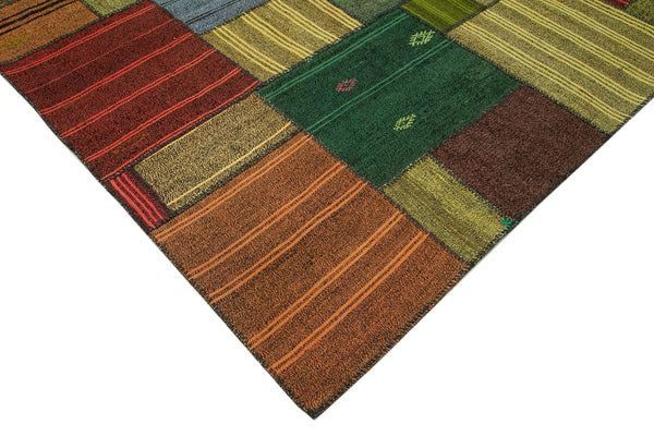 Kırk Yama Gri Patchwork Pamuk Yün El Dokuma Halısı 248x352 Agacan