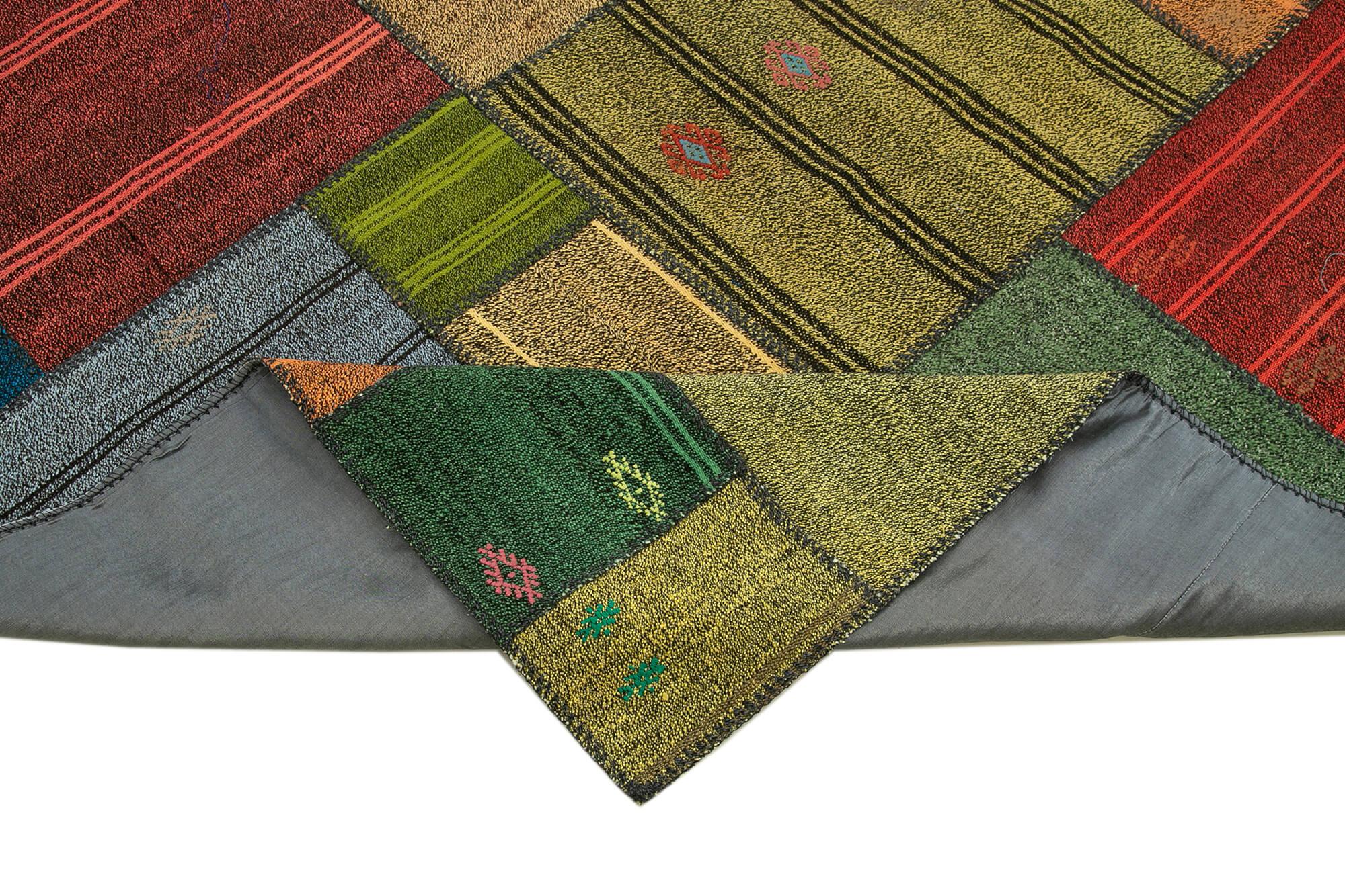 Kırk Yama Gri Patchwork Pamuk Yün El Dokuma Halısı 248x352 Agacan