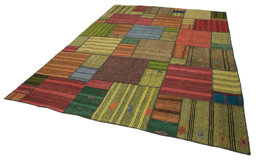 Kırk Yama Gri Patchwork Pamuk Yün El Dokuma Halısı 250x352 Agacan