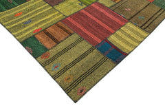Kırk Yama Gri Patchwork Pamuk Yün El Dokuma Halısı 250x352 Agacan