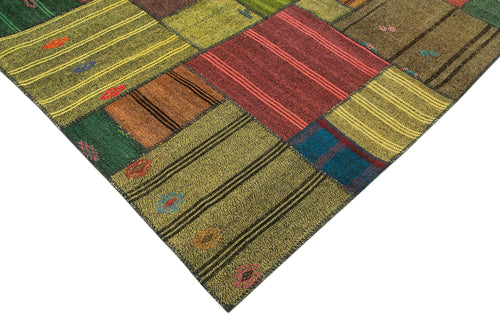Kırk Yama Gri Patchwork Pamuk Yün El Dokuma Halısı 250x352 Agacan