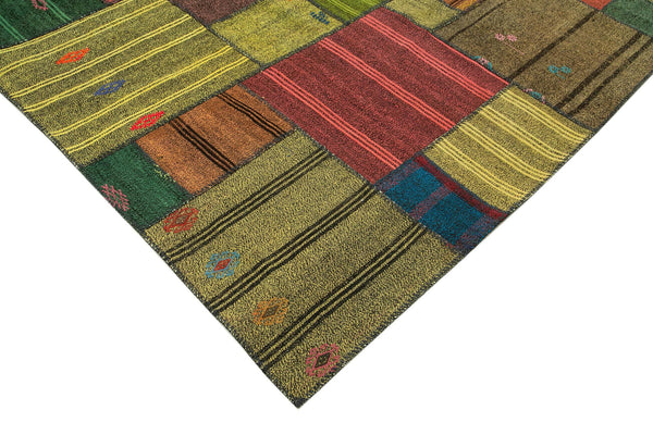 Kırk Yama Gri Patchwork Pamuk Yün El Dokuma Halısı 250x352 Agacan