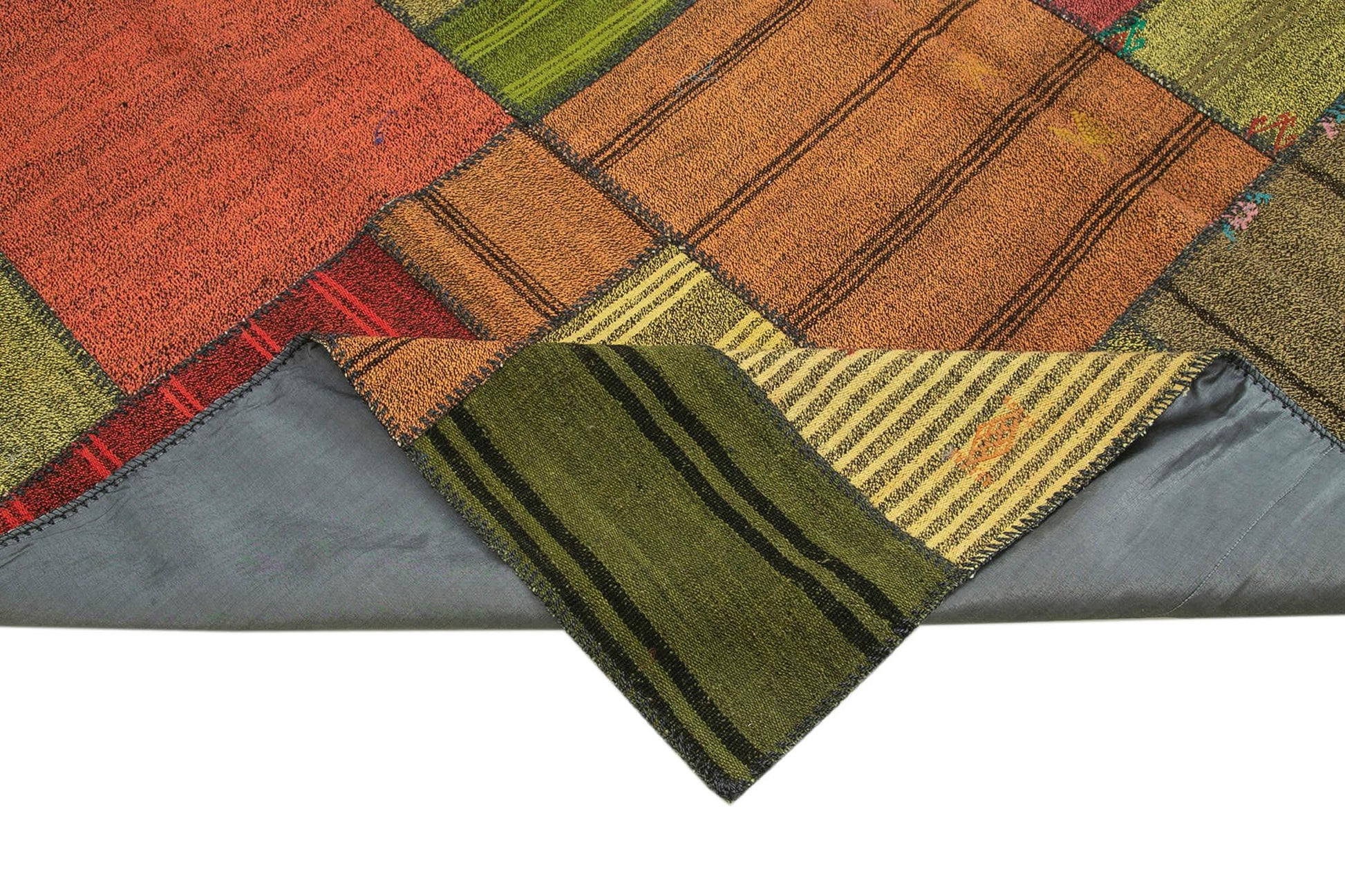 Kırk Yama Gri Patchwork Pamuk Yün El Dokuma Halısı 250x352 Agacan
