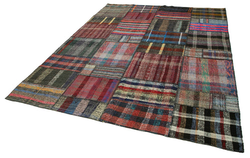 Kırk Yama Gri Patchwork Pamuk Yün El Dokuma Halısı 224x310 Agacan
