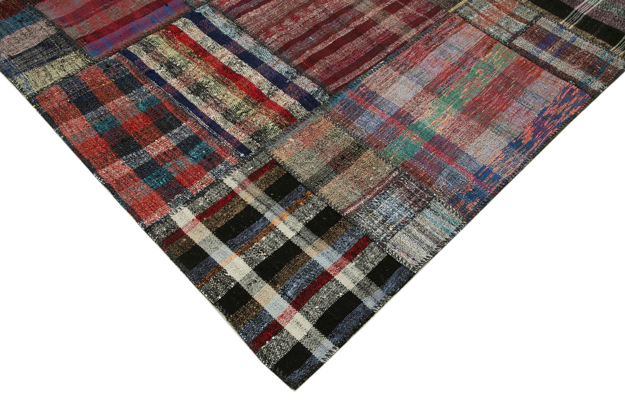 Kırk Yama Gri Patchwork Pamuk Yün El Dokuma Halısı 224x310 Agacan