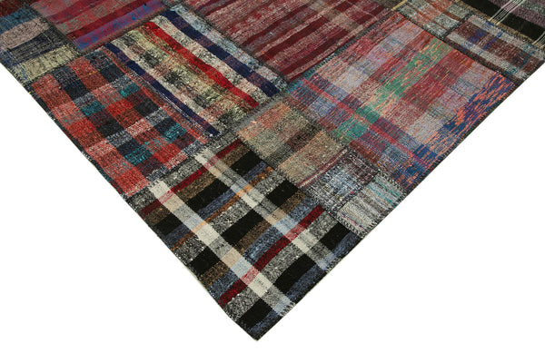 Kırk Yama Gri Patchwork Pamuk Yün El Dokuma Halısı 224x310 Agacan