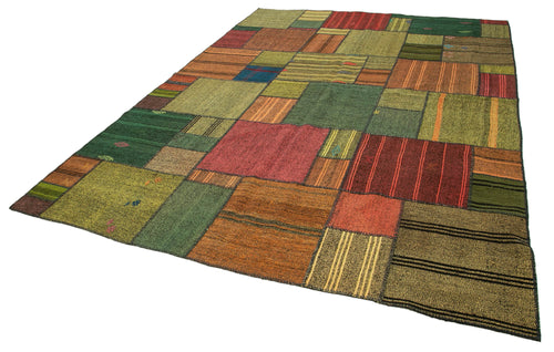 Kırk Yama Gri Patchwork Pamuk Yün El Dokuma Halısı 250x352 Agacan