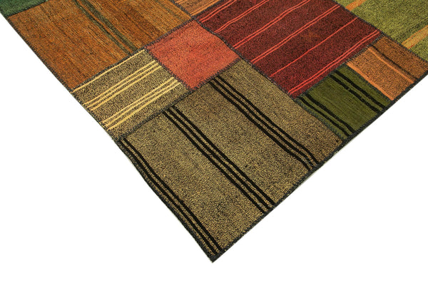Kırk Yama Gri Patchwork Pamuk Yün El Dokuma Halısı 250x352 Agacan