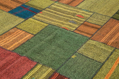 Kırk Yama Gri Patchwork Pamuk Yün El Dokuma Halısı 250x352 Agacan