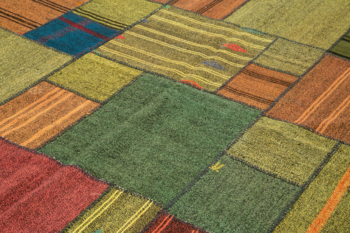 Kırk Yama Gri Patchwork Pamuk Yün El Dokuma Halısı 250x352 Agacan