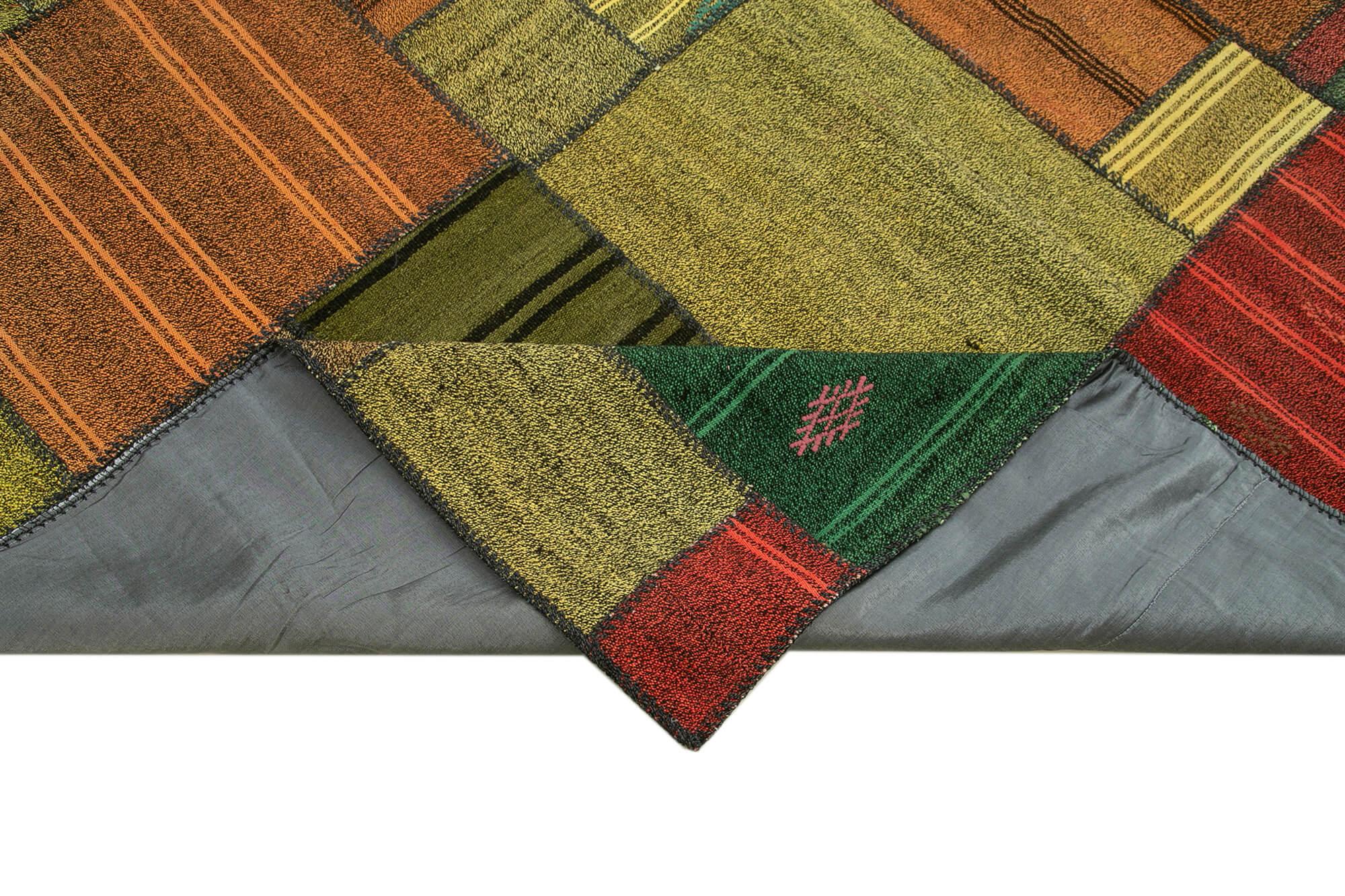 Kırk Yama Gri Patchwork Pamuk Yün El Dokuma Halısı 250x352 Agacan