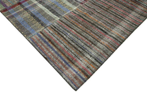 Kırk Yama Gri Patchwork Pamuk Yün El Dokuma Halısı 249x360 Agacan