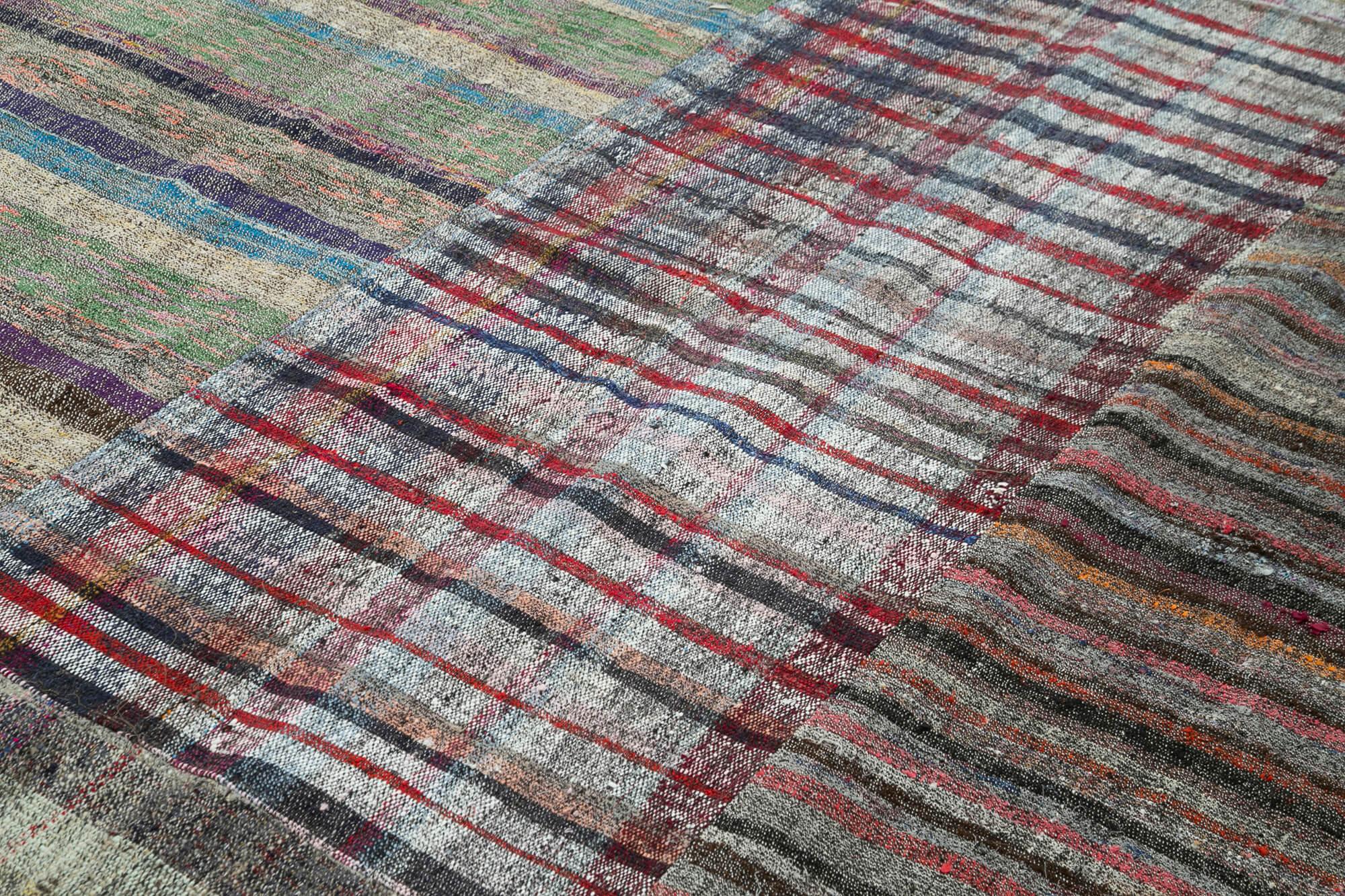 Kırk Yama Gri Patchwork Pamuk Yün El Dokuma Halısı 249x360 Agacan