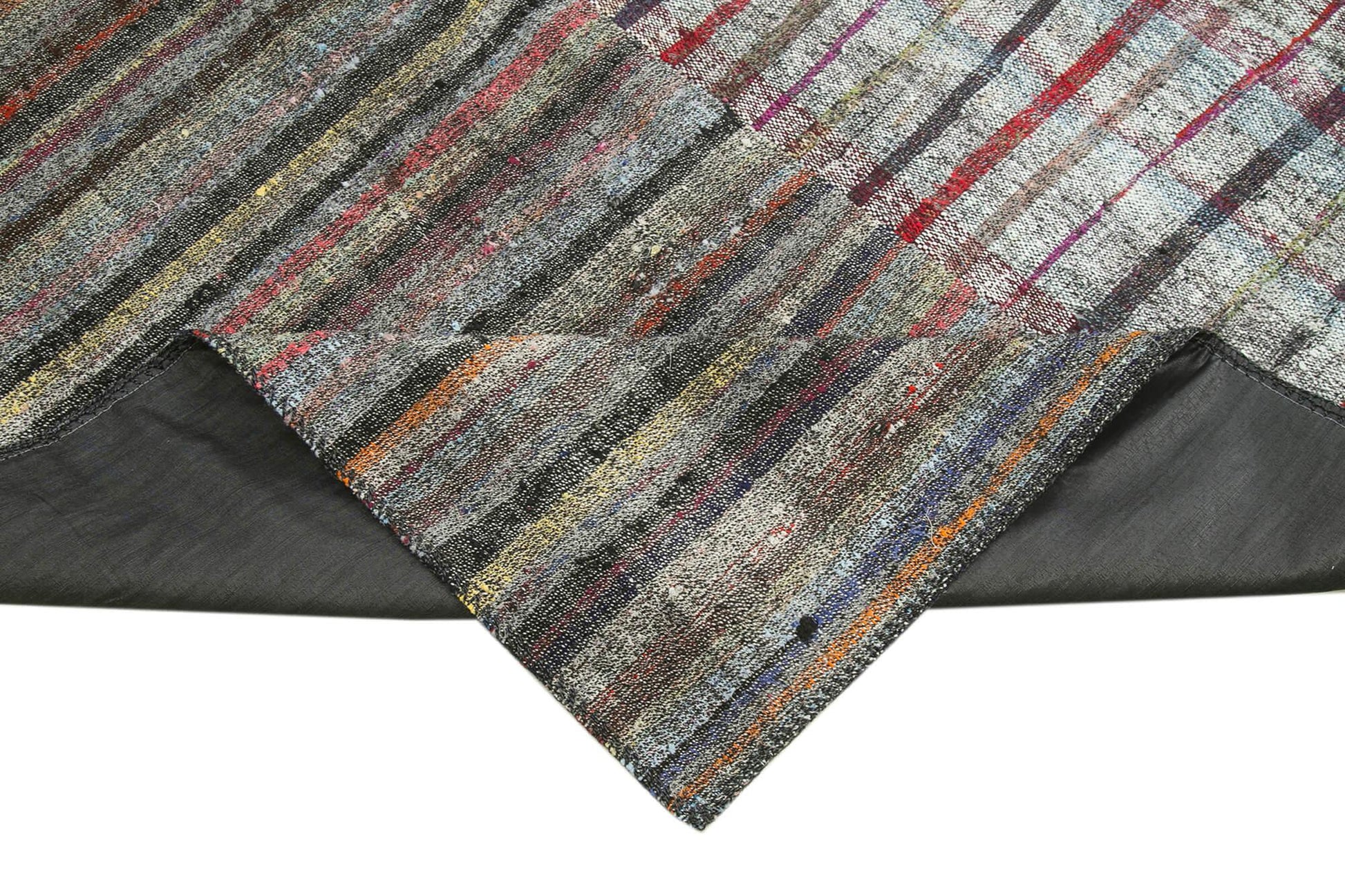 Kırk Yama Gri Patchwork Pamuk Yün El Dokuma Halısı 249x360 Agacan