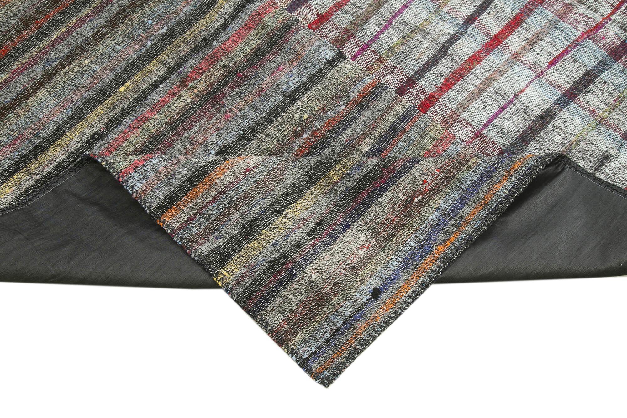 Kırk Yama Gri Patchwork Pamuk Yün El Dokuma Halısı 249x360 Agacan