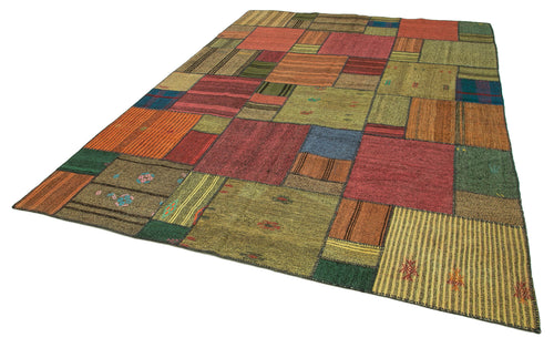 Kırk Yama Gri Patchwork Pamuk Yün El Dokuma Halısı 248x351 Agacan