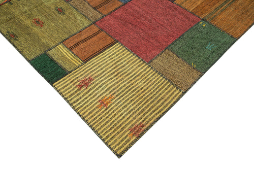 Kırk Yama Gri Patchwork Pamuk Yün El Dokuma Halısı 248x351 Agacan