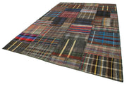Kırk Yama Gri Patchwork Pamuk Yün El Dokuma Halısı 249x361 Agacan